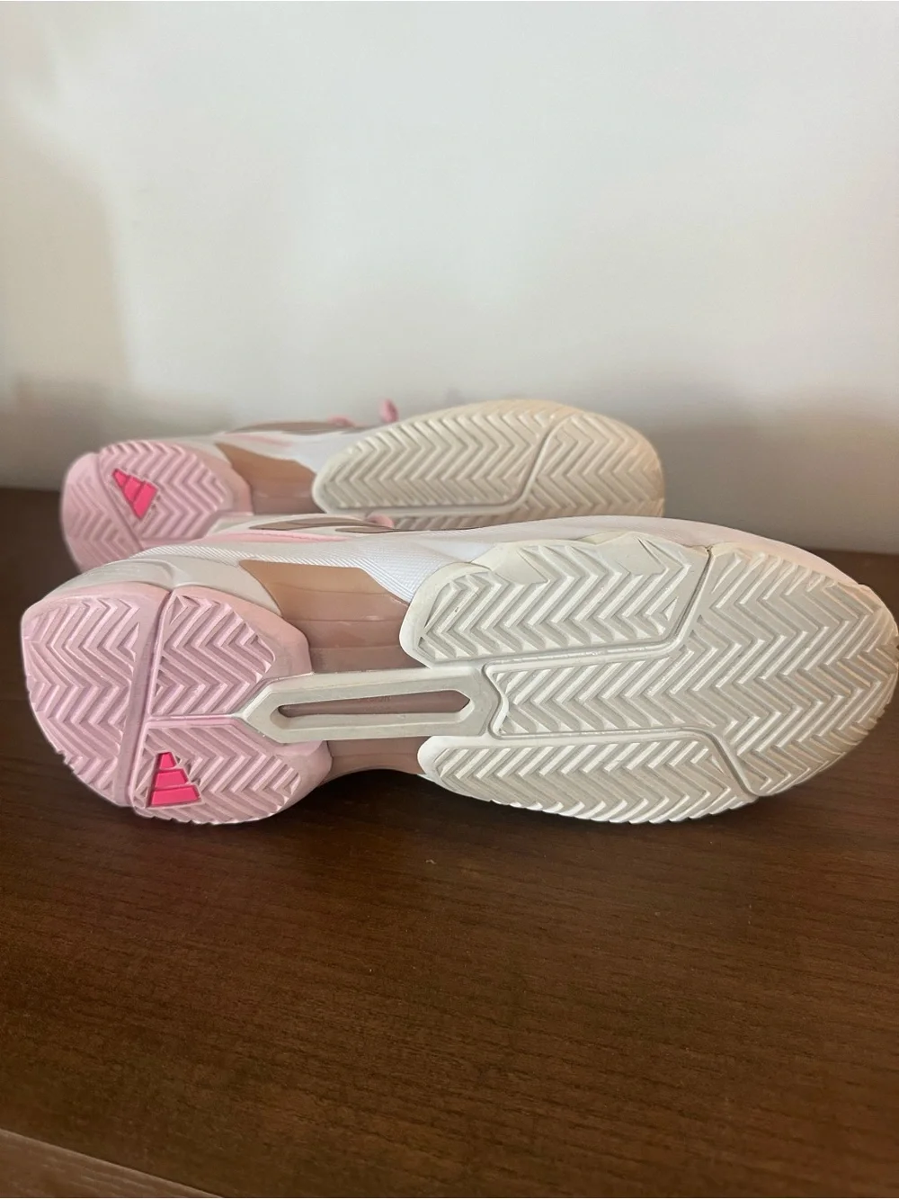 adidas Women's Pink and White Athletic Sneakers- Courtjam3